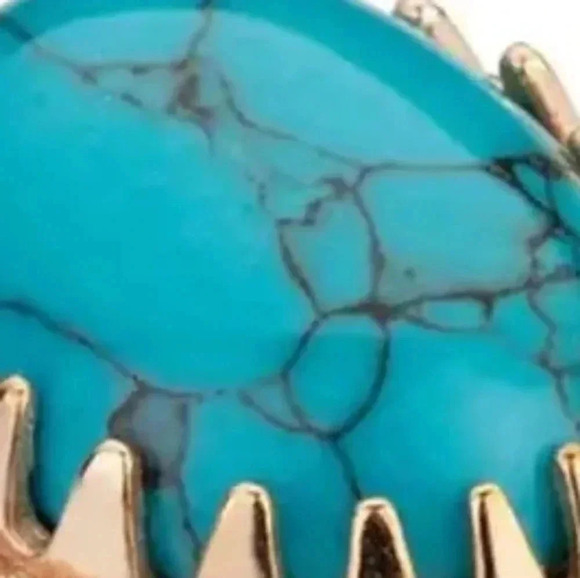 New Vintage Men's Electroplated Two-tone Inlaid Turquoise Ring..NWT - Picture 6 of 6